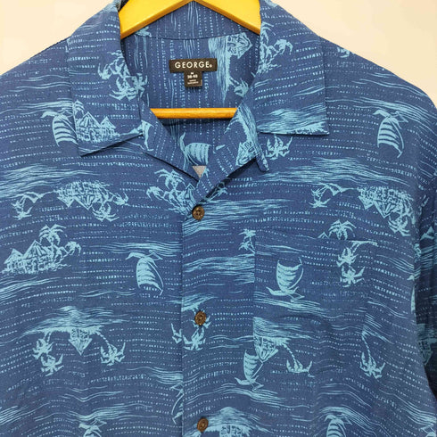 ジョージズ GEORGE 総柄 オープンカラーアロハシャツ メンズ import:M