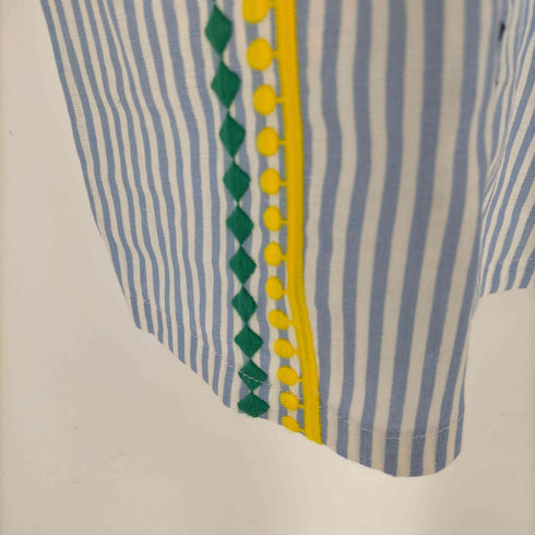 ウィークエンドマックスマーラ Weekend Max Mara ラウンドネック ストライプ 刺繍 ノースリーブブラウス レディース import:S