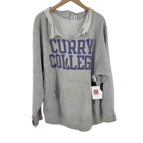 チャンピオン Champion 80s MADE IN USA トリコタグ カレッジ2段プリント ダメージリメイクスウェット CURRY COLLEGE メンズ import:L