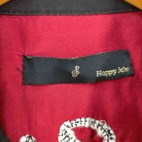 Happy John レーヨン100 片ポケ 両面チェーン刺繍ボーリングシャツ レディース JPN:M