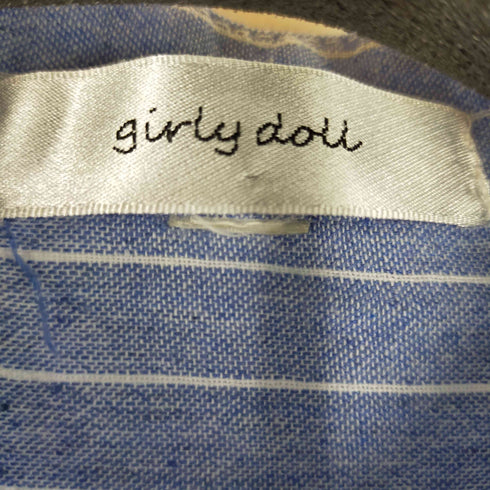 ガーリードール girly doll ノーカラーストライプロングシャツ レディース