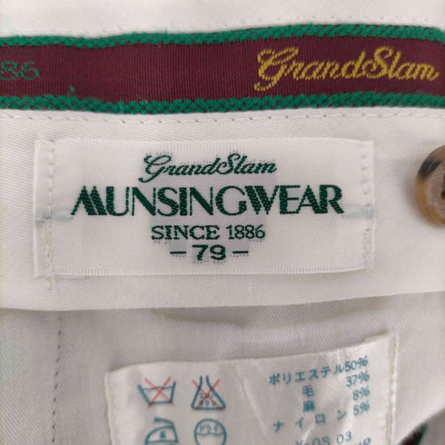 マンシングウェア Munsingwear 90S ウール混 リネン マドラスチェック 2タック スラックスパンツ メンズ 79