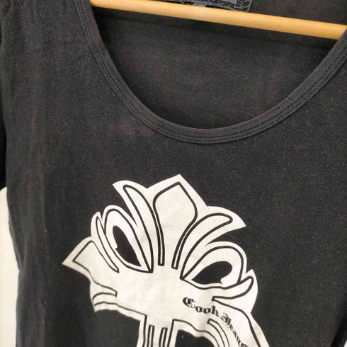 COOKJEANS クロスプリントUネックTシャツ Y2K メンズ JPN:2
