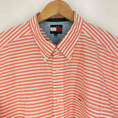 トミーヒルフィガー TOMMY HILFIGER ロゴ刺繍 ボタンダウンボーダーシャツ メンズ import:XL