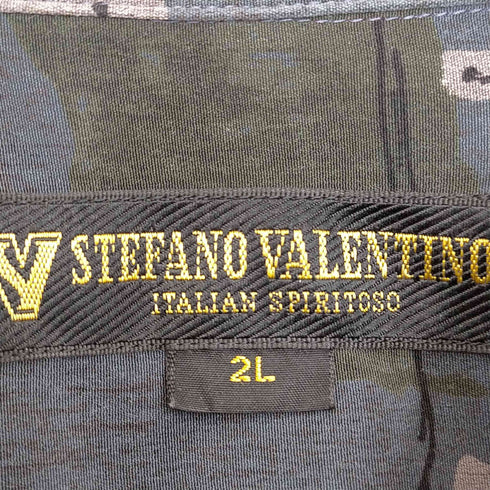 STEFANO VALENTINO 総柄 ボックス レギュラーカラーシャツ メンズ 2L