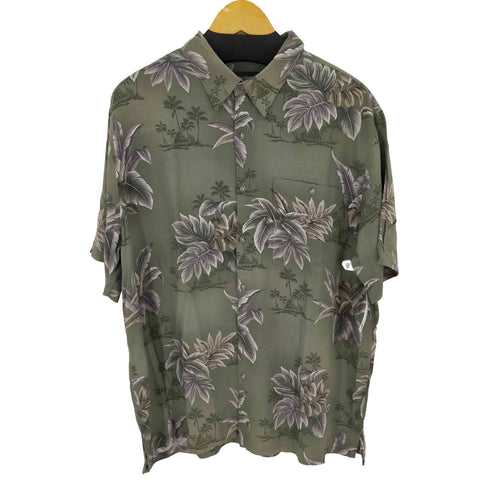 クラフトアンドバロー Croft&Barrow リーフ柄 レーヨンシャツ S/S メンズ JPN:XL