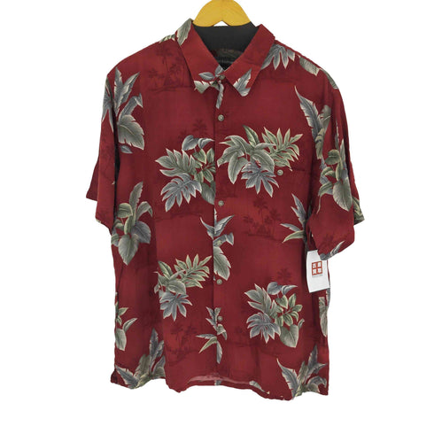 クラフトアンドバロー Croft&Barrow リーフ柄 レーヨンシャツ S/S メンズ JPN:XL