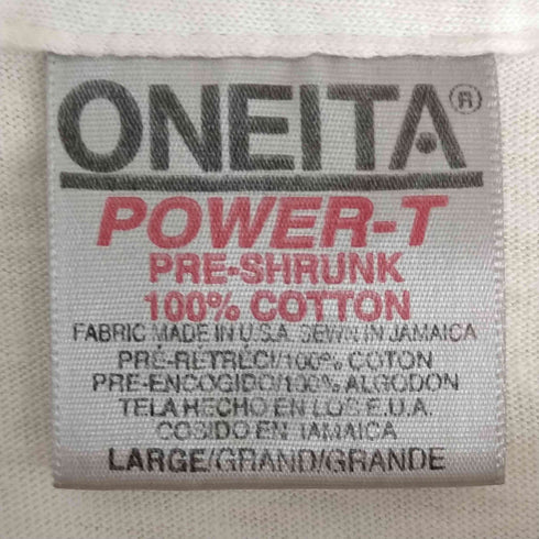 オニータ ONEITA アメリカ生地ジャマイカ製 Negative Self Talk メッセージプリントTシャツ 裾袖シングル メンズ import:L