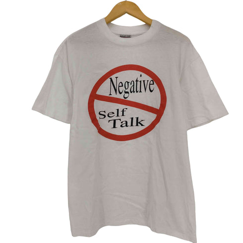 オニータ ONEITA アメリカ生地ジャマイカ製 Negative Self Talk メッセージプリントTシャツ 裾袖シングル メンズ import:L