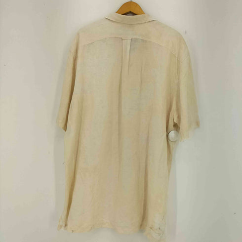 ポロラルフローレン POLO RALPH LAUREN リネンシルク 裾ポニー ブリーチ加工 マダラ オープンカラーシャツ メンズ import:XL