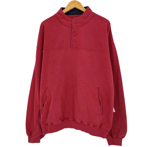エディーバウアー Eddie Bauer 80-90s 黒タグ後期 インドネシア製 ヘンリーネックスナップボタンスウェット 前ポケ メンズ import:XL