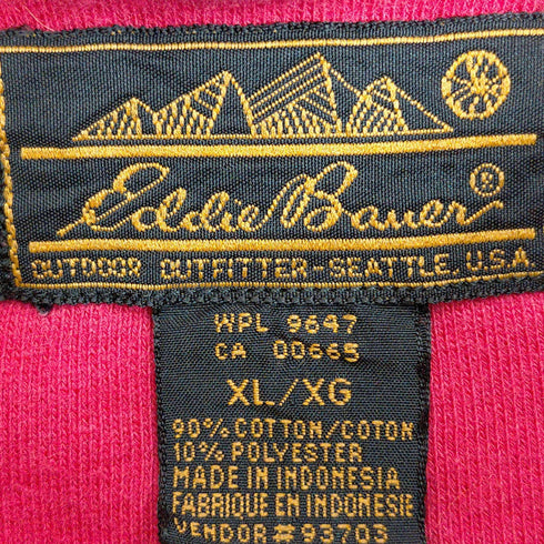 エディーバウアー Eddie Bauer 80-90s 黒タグ後期 インドネシア製 ヘンリーネックスナップボタンスウェット 前ポケ メンズ import:XL