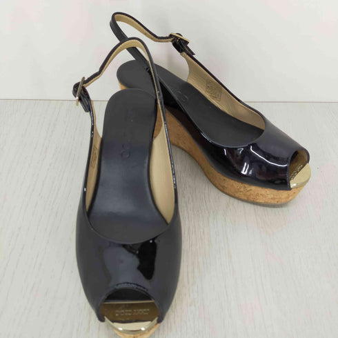 ジミーチュウ JIMMY CHOO PRAISE パテント スリングバック コルクウェッジ レディース EUR:37