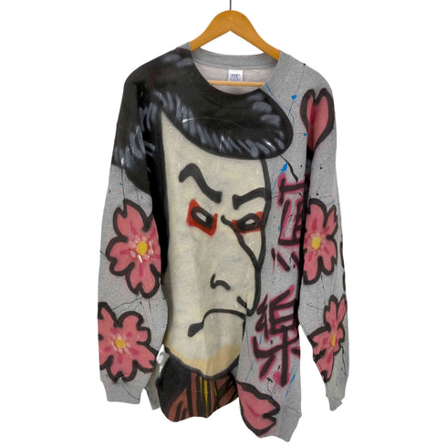CASH 浮世絵ペイントクルーネックスウェット リメイク メンズ 3XL
