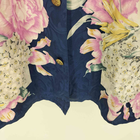 SANMARJNO 花柄 金ボタン L/S シルク シャツ レディース JPN:9号