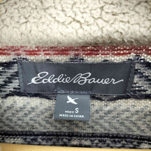 エディーバウアー Eddie Bauer ノルディック柄 襟裏ボア ネックボタン ニット メンズ import:S