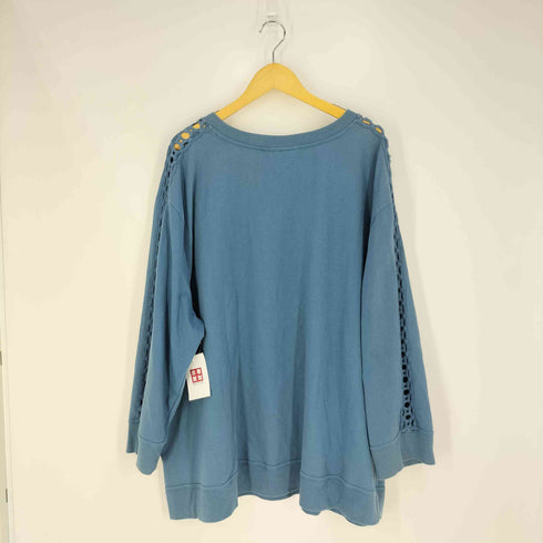ROAMAN'S 刺繍サイドレースライン 前V クルーネックスウェット メンズ 30/32 3X