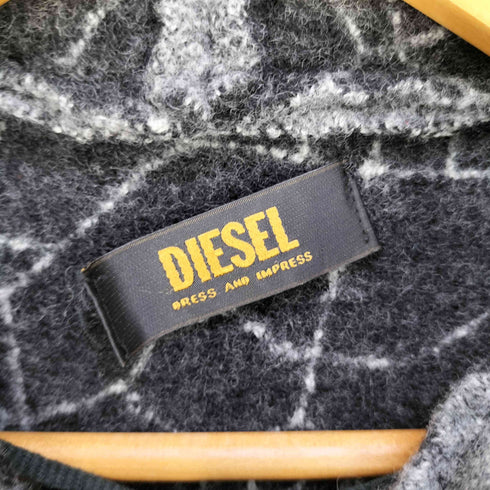 ディーゼル DIESEL 裏地岩模様 半袖ウールジップアップパーカー メンズ