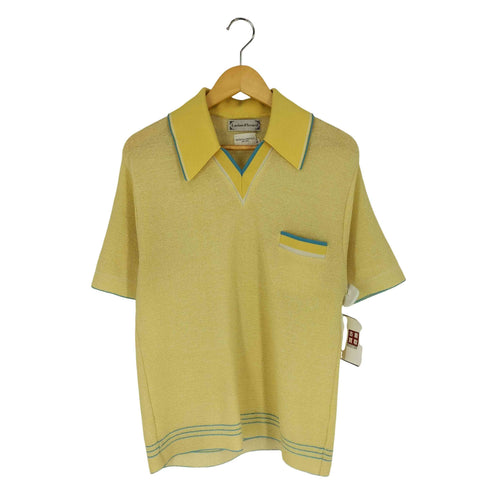 Lucien Piccard 70s ヘムライン ポリシアーニットポロシャツ メンズ import:L