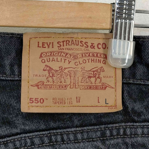 リーバイス Levis USA製 550 ボタン裏532 後染め RELAXED FIT TAPERED REG ブラックデニムパンツ メンズ JPN:L
