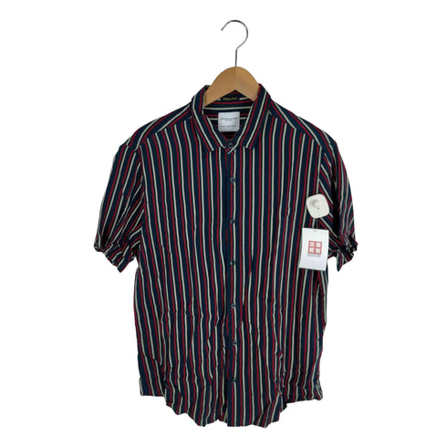 DENIM&FLOWER RICKY SINGH ストライプ柄 半袖レーヨンシャツ メンズ import:M