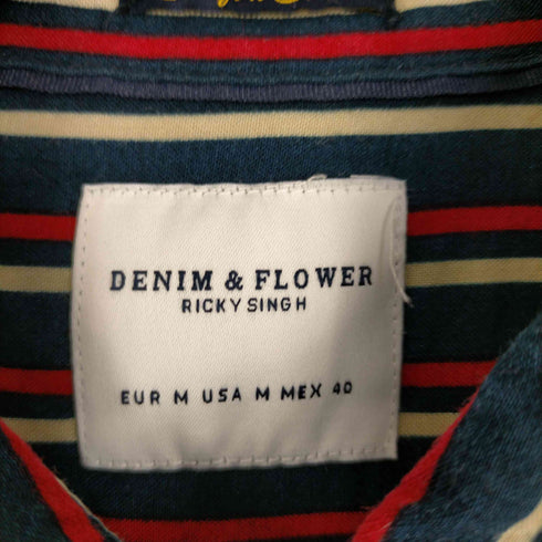DENIM&FLOWER RICKY SINGH ストライプ柄 半袖レーヨンシャツ メンズ import:M