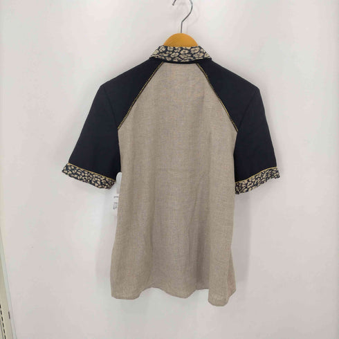 joseph ribko ff 80S~90S カナダ製 リネン混 S/S デザインシャツ レディース 38