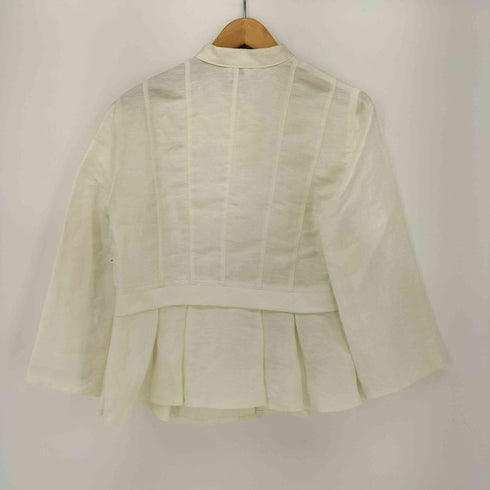 アルマーニコレツィオーニ ARMANI COLLEZIONI リネン シルク ギャザー ティアード ノーカラージャケット レディース EUR:42
