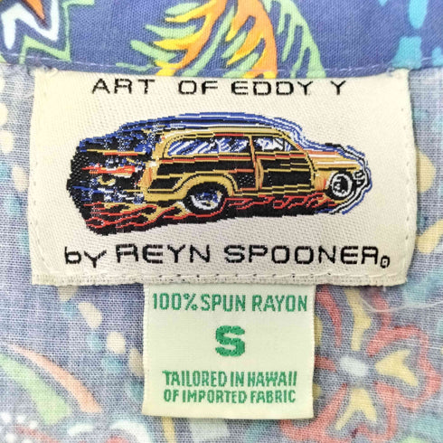 レインスプーナー Reyn Spooner 90S ART OF EDDY Y ハワイ製 総柄 アロハシャツ レディース JPN:S