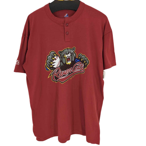 マジェスティックアスレチック Majestic ATHELETIC 00S チームロゴ ヘンリーネックTシャツ メンズ JPN:XL