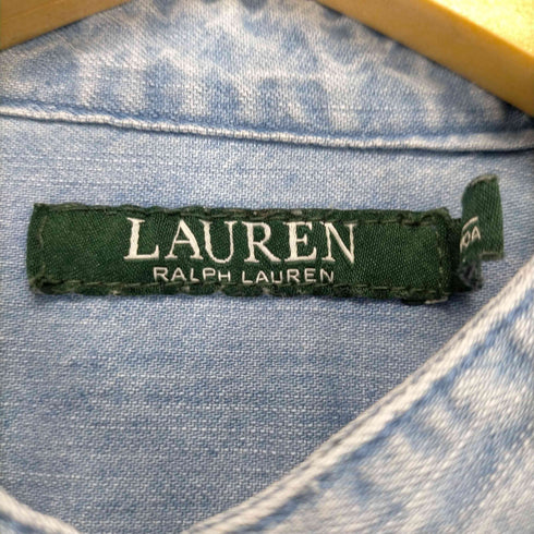 ローレンラルフローレン LAUREN RALPH LAUREN バンドカラーデニムハーフスリーブワンピース レディース 150