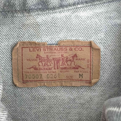 リーバイス Levis USA製 ボタン裏527刻印 70507 0261 グレーアシッド デニムトラッカージャケット メンズ import:M