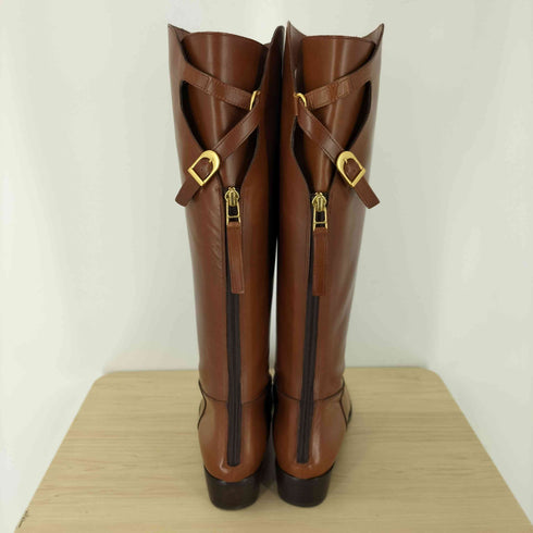 HIPS SAINT TROPEZ バックベルト バックジップ レザーロングブーツ レディース JPN:24.5