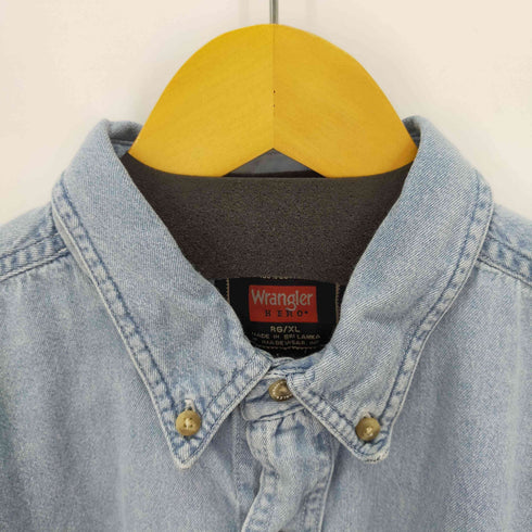 ラングラー Wrangler ボタンダウンS/Sデニムシャツ 企業 プリント メンズ JPN:XL