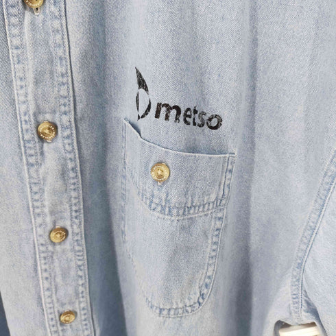 ラングラー Wrangler ボタンダウンS/Sデニムシャツ 企業 プリント メンズ JPN:XL