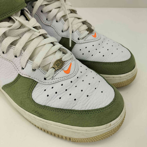 ナイキ NIKE 22SS エアフォース 1 ミッド クイックストライク ホワイト/トータルオレンジ-オイルグリーン メンズ JPN:29