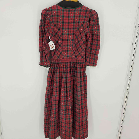 SALZBURGER DIRNDL LOOK チェック柄 袖レースL/Sドレスワンピース イチゴ レディース
