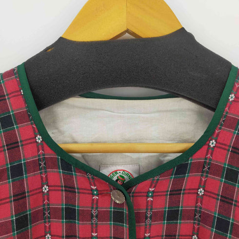 SALZBURGER DIRNDL LOOK チェック柄 袖レースL/Sドレスワンピース イチゴ レディース