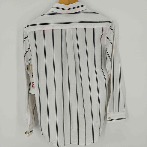 ラウンジドレス Loungedress オープンカラーストライプシャツ 2ポケット フラップポケット レディース