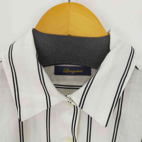 ラウンジドレス Loungedress オープンカラーストライプシャツ 2ポケット フラップポケット レディース