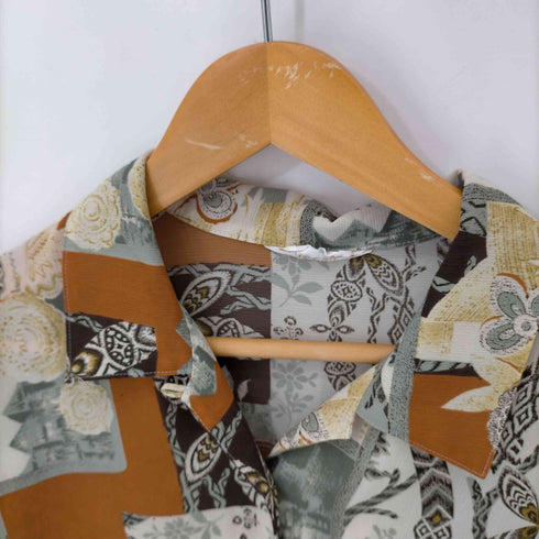 総柄シアーポリオープンカラーシャツ レディース フリーサイズ