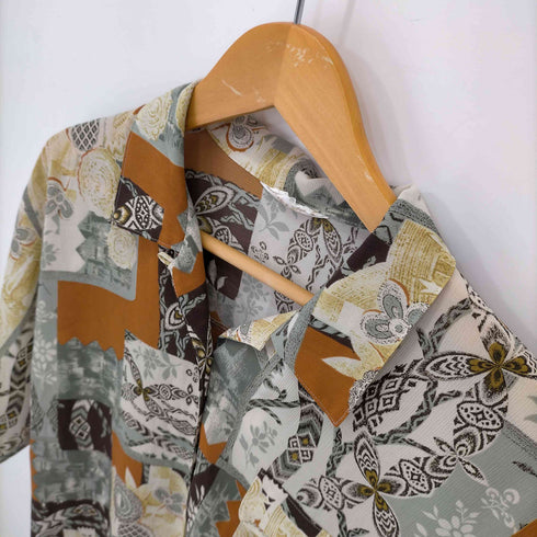総柄シアーポリオープンカラーシャツ レディース フリーサイズ