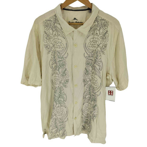 トミーバハマ Tommy Bahama フローラル チェーンステッチ 刺繍 開襟 S/S アロハシャツ ビッグサイズ メンズ import:XXL