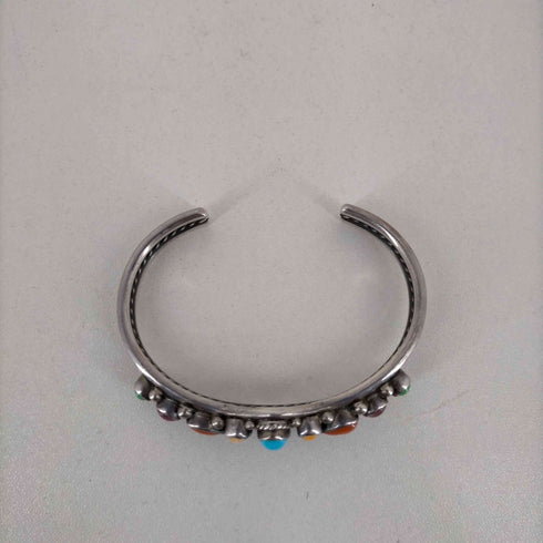 ナバホ NAVAJO BONECUTTERS ALBERT JAKE作 STERRING刻印 ターコイズ スタンプワーク バングル メンズ
