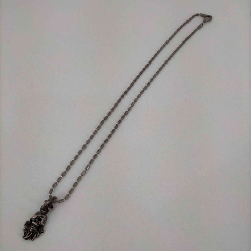 トップ925刻印 ライスチェーン スカルトップ ネックレス メンズ