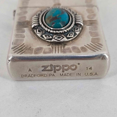 ジッポ ZIPPO ターコイズ スタンプワーク ライター メンズ
