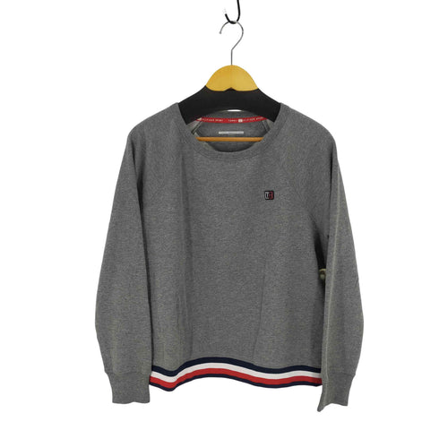 トミーヒルフィガー TOMMY HILFIGER リブカラー クルーネックスウェット レディース import:XL