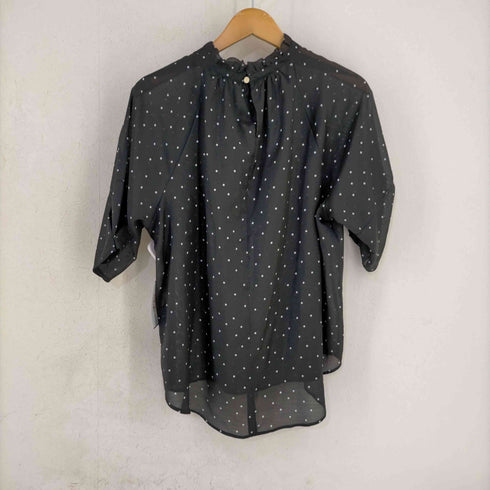 ユナイテッドアローズグリーンレーベルリラクシング UNITED ARROWS green label relaxing シアーネック フリル ショートスリーブ ブラウス - マシンウォッシャブル レディース