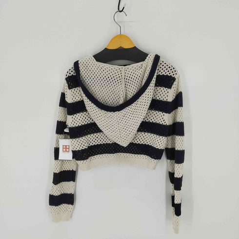 ザラ ZARA HOODED KNIT SWEATER WITH STRIPES Square One クロップドサマーニットフーディー レディース import:M
