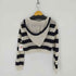 ザラ ZARA HOODED KNIT SWEATER WITH STRIPES Square One クロップドサマーニットフーディー レディース import:M